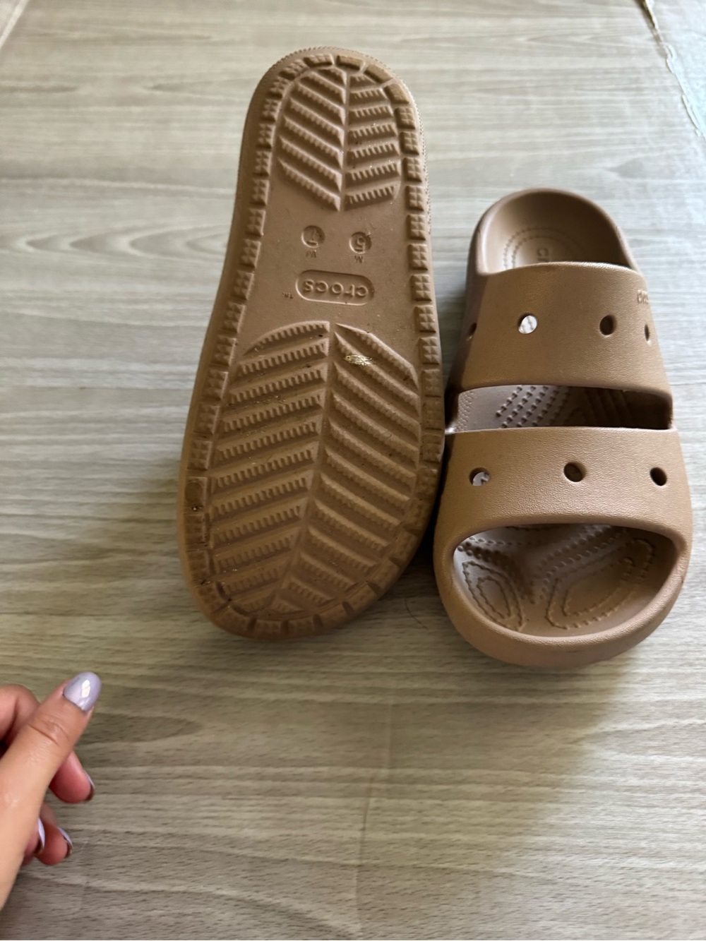 CROCS Women's Dual Strap Slide Sandals - Tan - Picture 3 of 4